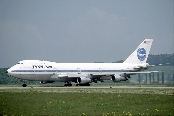  Boeing 747, the first widebody passenger aircraft, operated by Pan American World Airways. 